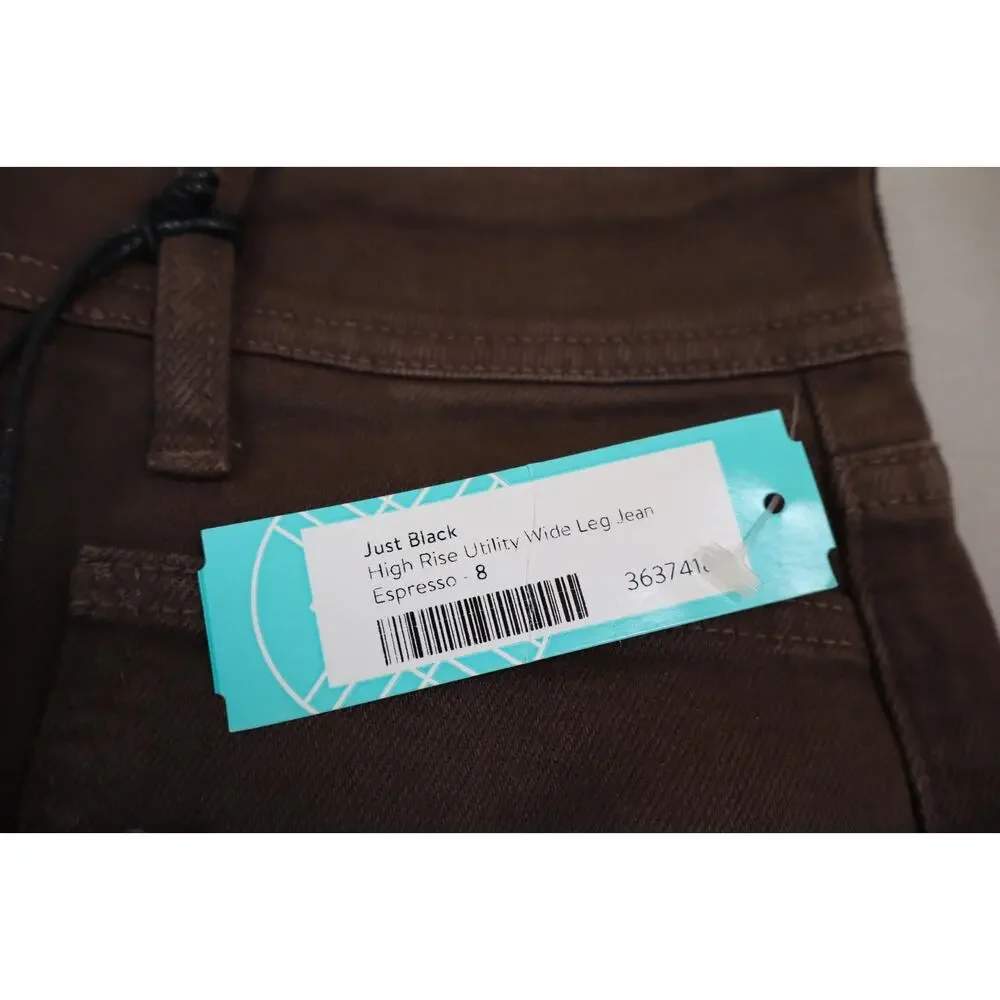 NEW Just Black Denim Women's Brown Espresso Raw Hem High Rise Wide Leg Jeans 29 - Picture 6 of 6